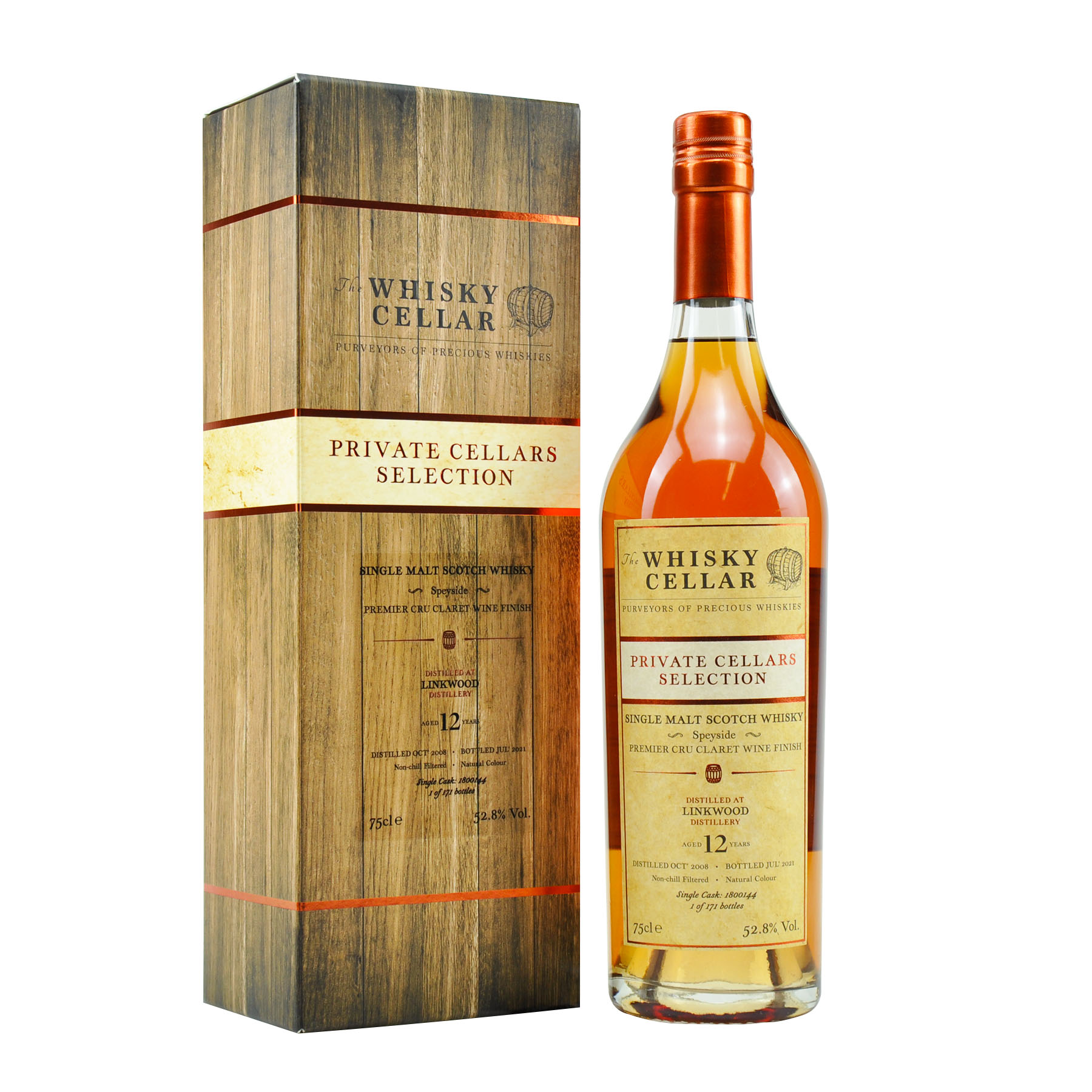 Linkwood 12y - Oct 2008 - Jul 2021 Cask Number 1800144 - 171 Bottles 52.8% Premier Cru Claret Wine Finish by Whisky Cellar - Speyside Single Malt Scoth Whisky