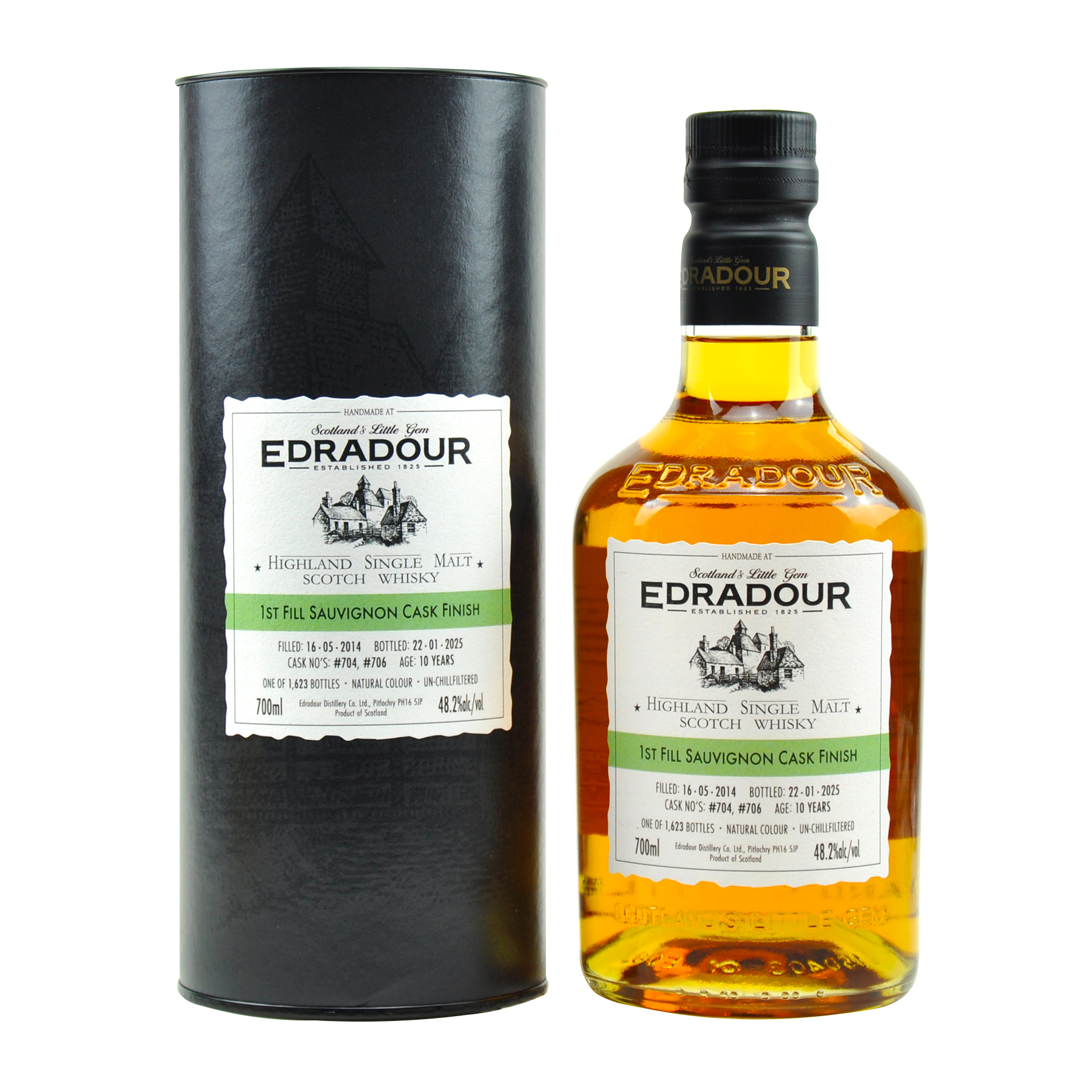 Edradour 10 years old - 16.05.2014 - 22.01.2025 - 1st fill Sauvignon Cask Finish - 48.2% - Highland Single Malt Scotch Whisky