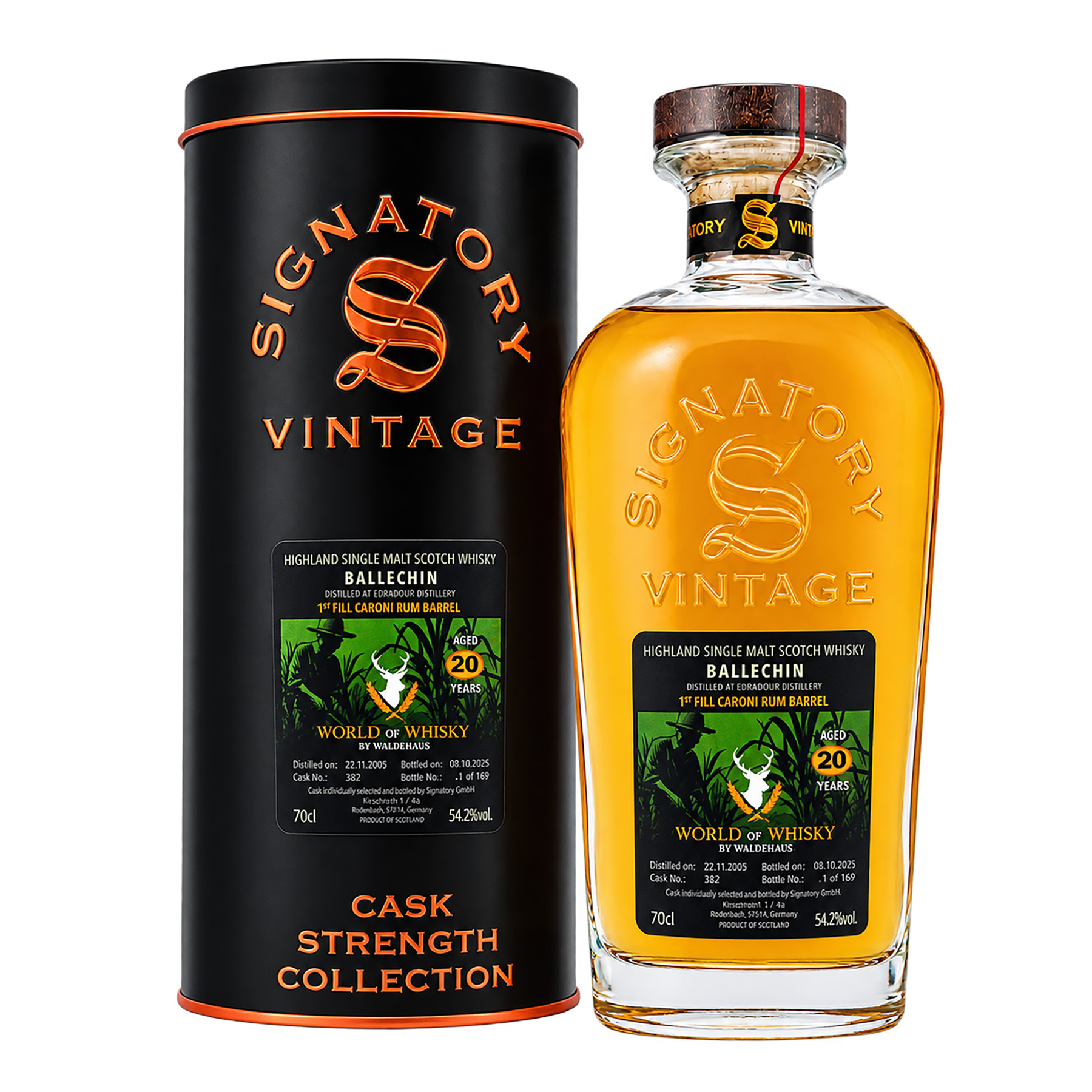 Ballechin 20 Jahre - 2005-2026 - 1st Fill Caroni Rum Barrel - exclusively for World of Whisky